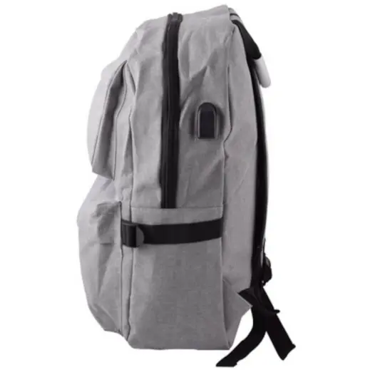 Comet Laptop Backpack & USB Port Grey Side USB